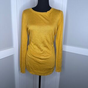 Cupio Sweater Women Medium Yellow Long Sleeve Crewneck Viscose Blend Stretch